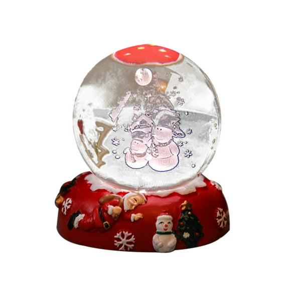 Harlier Christmas Water Snow Globes with Snowflakes, Lighted Base Laser Engraved Glass Snow Globe for Holiday, Music Box Decorative Ornaments, Snowman and Christmas Tree