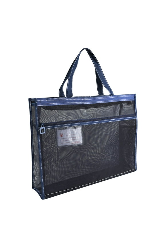 Double-Layer Mesh Zipper Pouch Bags, 17.1"Lx13.1"Hx4.4"W Nylon Building Block Sets Toy Storage & Organization, Breathable See Through Pouch with Handle for School Office Games