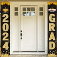 thumbnail image 1 of Harlier Graduation Porch Sign Banner, Green and Gold 2024 GRAD Door Banner, Class of 2024 Congrats Grad Hanging Banner Flag for High School and College Graduation Party Decorations, 1 of 9