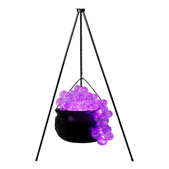 Harlier Halloween Decorations Outdoor, Black Witches Cauldron with Tripod, Multicolor Lights Outside Halloween Witch Decorations, Plastic Cauldron Candy Bowl Decor for Yard Garden Porch