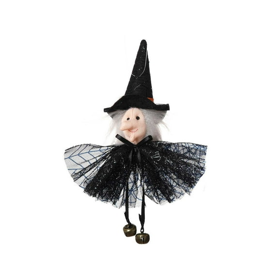 Harlier Halloween Hanging Ornament with Bells, Black Cat Pumpkin Ghost Witch Dolls Hanging Decoration Key Chain DIY Craft for Halloween Party Decor Supplies