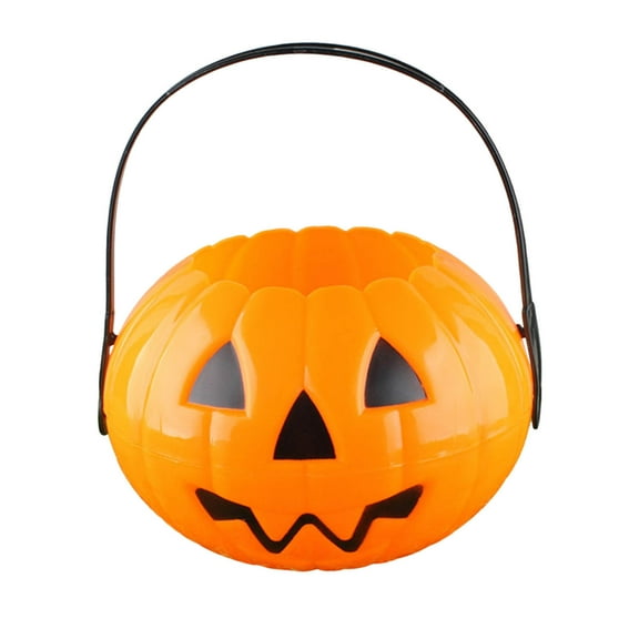 Harlier Halloween Pumpkin Bucket, 2PCS Mini Pumpkin Foldable Detachable Two Half Halloween Decor Pumpkin Trick or Treat Bucket, Pumpkin Candy Bucket Pumpkin Treat Pail for Home Decor