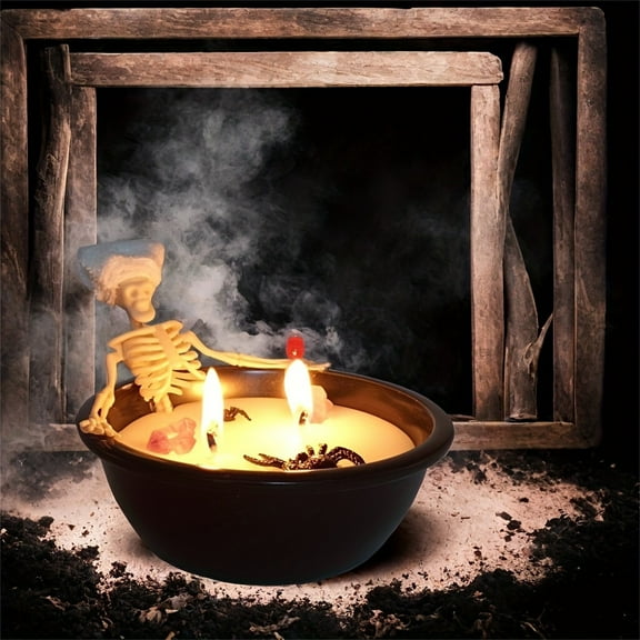 Harlier Halloween Skeleton Candles Decoration, Gothic Skull Candles Vintage Farmhouse Decoration for Home Bar Indoor Room Tables Centerpiece, Halloween Birthday Gifts for Women Men