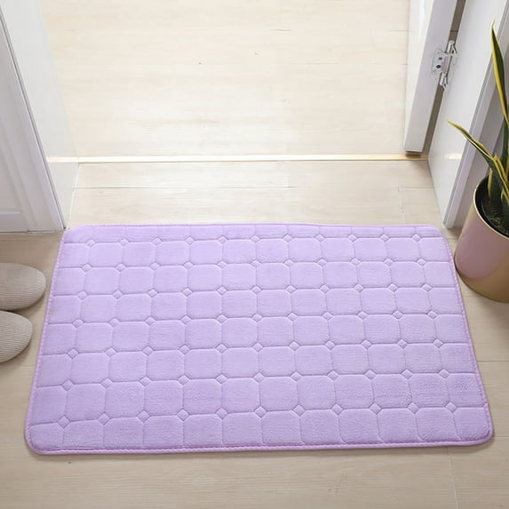 Holloyiver Memory Foam Bath Mat Rug, 31.5" x 19.7", Ultra Soft and Non-Slip Bathroom Rugs, Water Absorbent and Machine Washable Bath Rug for Bathroom, Shower, and Tub, Light Purpple