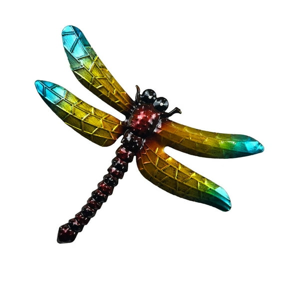 Harlier Metal Dragonfly Wall Decor, Bathroom Wall Art Iron Sculpture Outdoor Multicolor Hanging Decoration for Home Bedroom Garden Patio Porch or Fence - Yellow