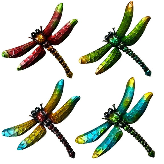 Harlier Metal Dragonfly Wall Decor, Bathroom Wall Art Iron Sculpture Outdoor Multicolor Hanging Decoration for Home Bedroom Garden Patio Porch or Fence - Blue