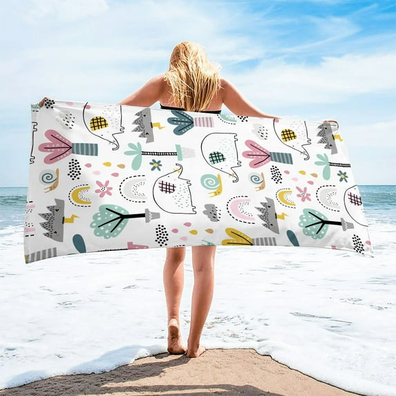 Harlier Microfiber Oversized Lightweight Beach Towel for Adults Kid, Reversible 30 x 60 Inch Extra Large Thin Quick Dry Sand Free Pool Towels for Travel Sport Camping Picnic Yoga Gym