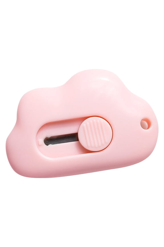 Mini Box Cutter, Cute Cloud Utility Retractable Art Knives, Letter Opener Envelope Slitter, Cloud Shaped Carton Portable Cutter with Key Chain Hole for Office Home School