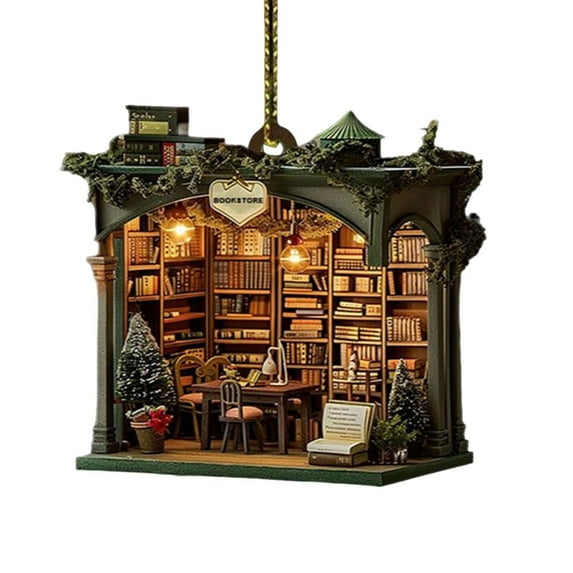 Harlier Personalized Book Library Ornaments for Christmas Tree, Acrylic Hanging Decoration Home Decor for Book Lovers, Christmas Tree Decor Ornament Book Lovers Gifts, Reader Ornament