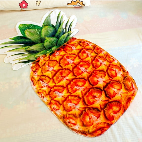 Harlier Pineapple Printed Throw Blanket, 33.5x19.7 inch Realistic Funny Round Food Blanket for Adults and Kids, Novelty Fruits Blanket for Couch, Sofa, Bed, Fun Comfy Cozy Gifts