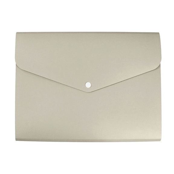 Harlier Plastic File Folders, A4 Envelope Folder File Document Storage Bag, 2 Compartments Portable File Folder Organizer Case with Button Closure for Office Business (Beige)
