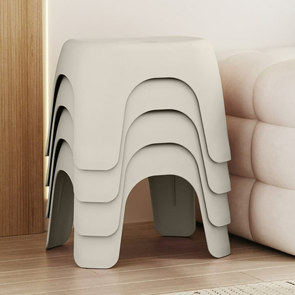 Harlier Plastic Step Stool, Small Portable Step Stool, Thickened Single Foot Stool, Multifunctional Seat Stool Sturdy and Lightweight Ideal for Living Room Bathroom Kitchen (Beige)