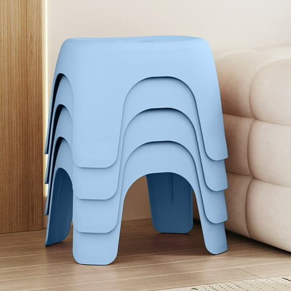 Harlier Plastic Step Stool, Small Portable Step Stool, Thickened Single Foot Stool, Multifunctional Seat Stool Sturdy and Lightweight Ideal for Living Room Bathroom Kitchen (Light Blue)