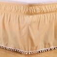 thumbnail image 1 of Harlier Pom Pom Velvet Bed Skirt, 15.7 Inch Drop Dust Ruffle Bed Skirt, Soft Cozy Wrap Around Fitted Sheet, Fitted Bed Sheet with Skirt, Bedding Decor Fringe Bedspread (Yellow, Queen), 1 of 6