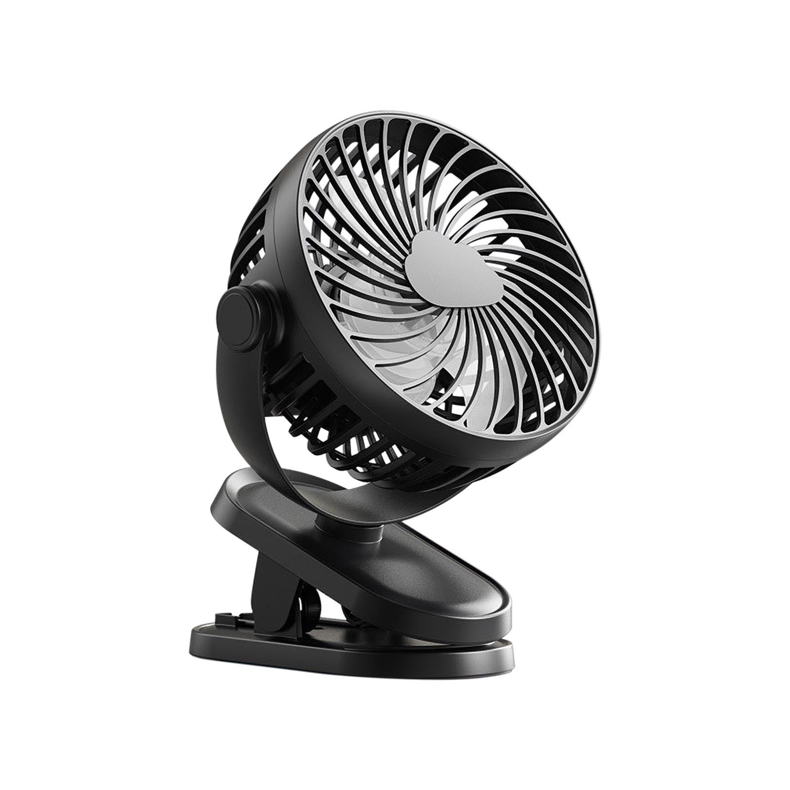 Harlier Portable Clip on Fan Battery Operated, Small Powerful USB Desk Fan, 3 Speed Quiet Rechargeable Mini Table Fan, 360 Rotate Personal Cooling Fan for Home Office Stroller Camping