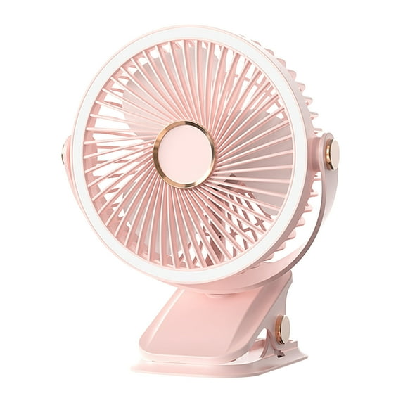 Harlier Portable Clip On Fan, Small USB Plug-in Operated, 3 Speed Rechargeable Mini Fan With LED Light, 360° Rotate Personal Cooling Desk Fan for Stroller Travel Camping Golf Gym