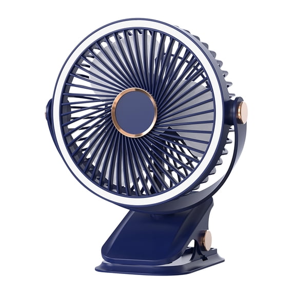 Harlier Portable Clip On Fan, Small USB Fan Battery Operated, 3 Speed Rechargeable Mini Fan With LED Light, 360° Rotate Personal Cooling Desk Fan for Stroller Travel Camping Golf Gym