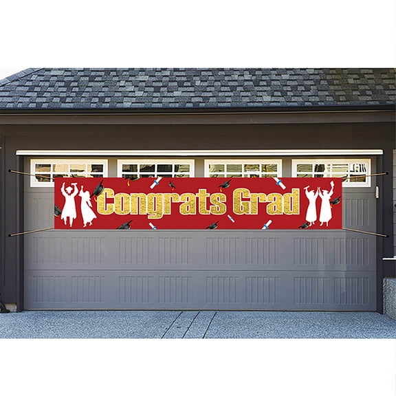 Harlier Red and Gold Congrats Grad Banner, 120 x 20 Inch Graduation Yard Banner 2024 Graduation Yard Sign for Graduation Decorations Class of 2024, Graduation Party Decorations 2024