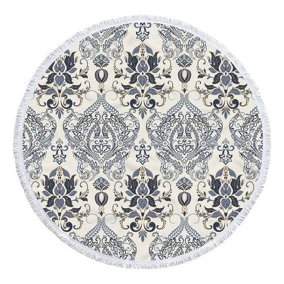 Harlier Round Boho Beach Towel Blanket, Oversized Microfiber Bohemian Absorbent Fast Dry Sand Free Circle Swim Pool Yoga Towel Table Cloth, Soft 61 inch Mediation Mat Wall Decor with Tassels