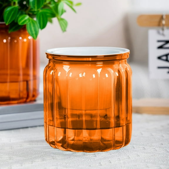 Harlier Self Watering Planter Plastic, 4 Inch Plant Pots Indoor, Small Self Watering Orchid Pot Pumpkin Planter Flower Pot for All House Plants, Flowers, African Violets (Orange)