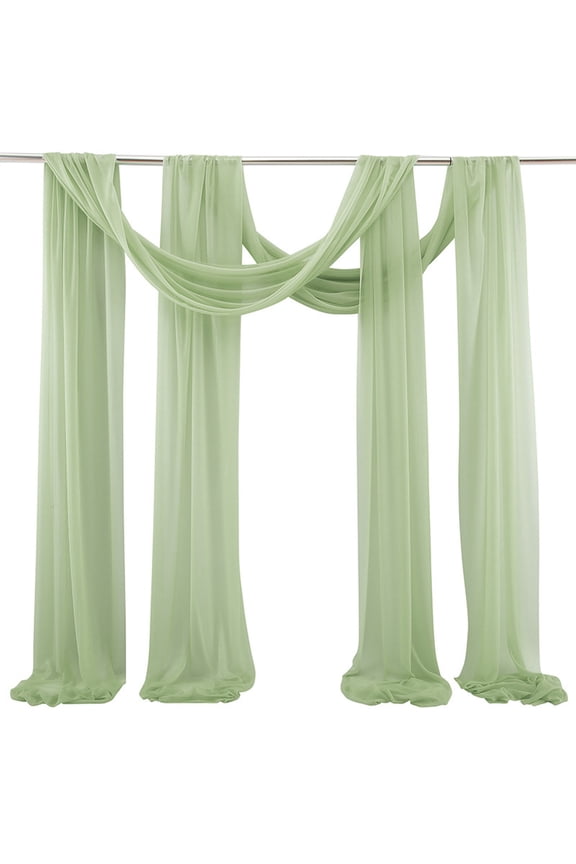Sheer Window Scarf Valance Curtains, 29.5"x216.5" Extra Long Sheer Valances for Windows, Voile Swag Curtains for Living Room, Kitchen, Bedroom Decor, Weddings, Events (1PCS, Green)