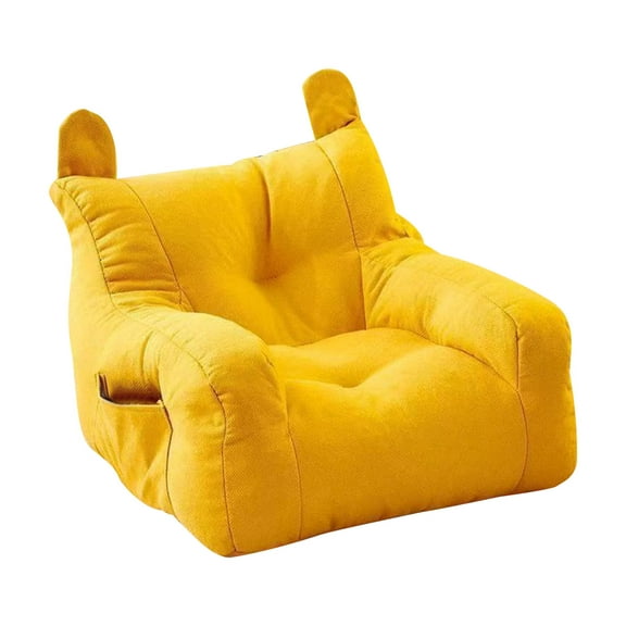 Harlier Sherpa Bean Bag Chair, Boucle Tufted Bean Bag Couch, Living Room Bean Bag Chair for Kids, Soft Lazy Sofa Accent Chair with Pocket for Reading, Stuffed with Filler, Yellow