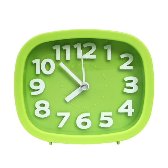 Harlier Small Battery Operated Alarm Clock, 4.5 inches Bedside Analog Non-Ticking Silent Small Desk Clock with Arabic Numerals, Table Clock for Living Room, Bedroom (Green)