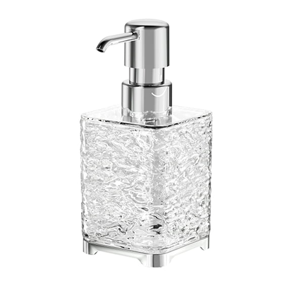 Harlier Soap Dispenser, 12 Oz Clear Water Ripple Design Glass Refillable Hand Soap Dispensers with Electroplated Rust Proof Pump, Lotion Dispensers for Kitchen, Bathroom