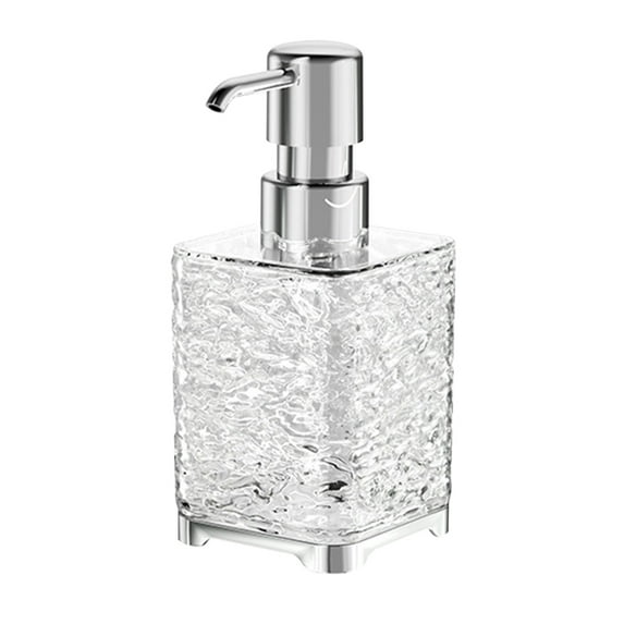 Harlier Soap Dispenser, 12 Oz Clear Water Ripple Design Glass Refillable Hand Soap Dispensers with Electroplated Rust Proof Pump, Lotion Dispensers for Kitchen, Bathroom