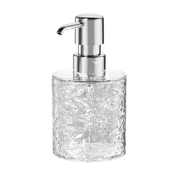 Harlier Soap Dispenser, 12 Oz Clear Water Ripple Design Glass Refillable Hand Soap Dispensers with Electroplated Rust Proof Pump, Lotion Dispensers for Kitchen, Bathroom