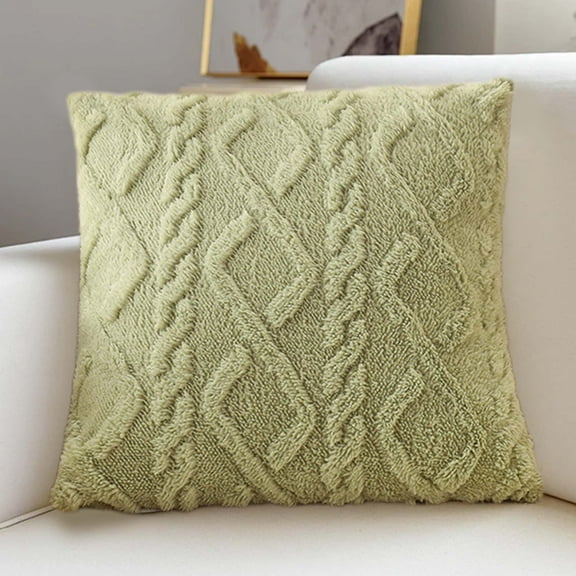 Harlier Throw Pillow Covers, 18 x 18 Inch Green Decorative Pillow Covers, Soft Plush Luxury Short Faux Wool Cushion Covers Couch Sofa Pillow Covers for Living Room