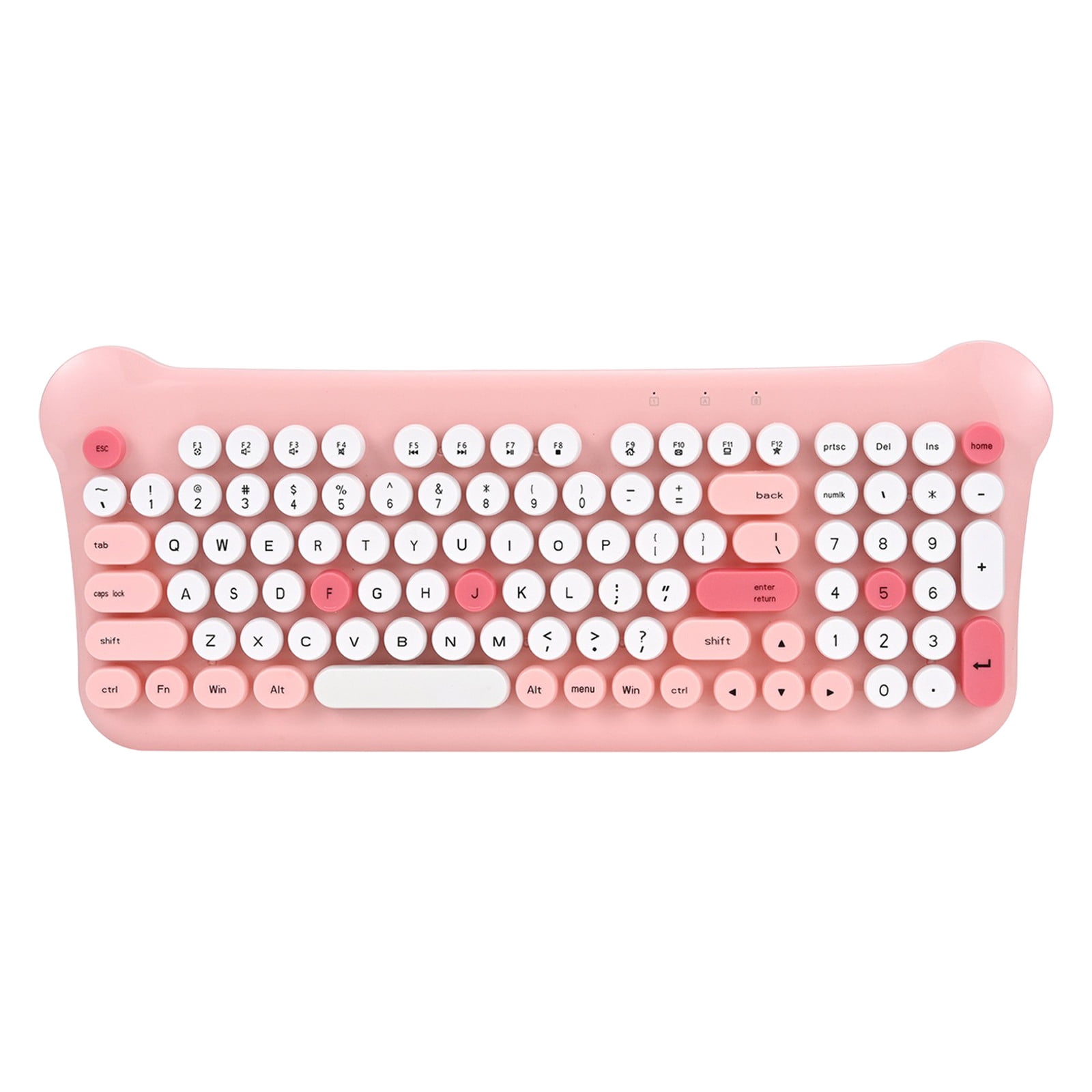 Harlier Typewriter Colorful Wireless Keyboard and Mouse Combo, 2.4GHz Full-Size Retro Cute Office Computer Keyboard with Round Keycaps for Desktop Laptop and PC