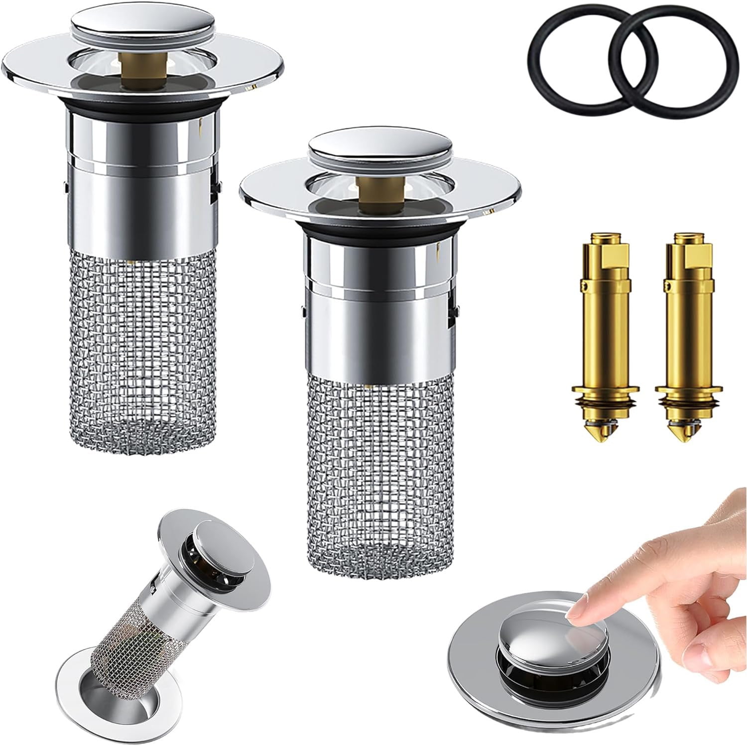 Harlier Universal Bathroom Sink Stopper, Brass Bullet Core Bathroom ...