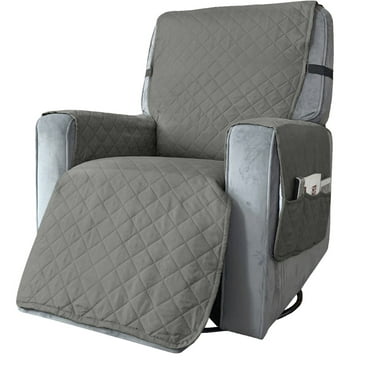 Harlier Waterproof Recliner Chair Covers, 28Inch Wide Recliner Cover Non-Slip Dog Chair Cover, Furniture Protector Washable Slipcover with Pocket, Elastic Straps for Pets, Dogs - Gray