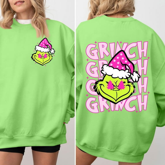 KYGABAK Christmas Sweatshirts for Women Grinch Sweatshirt Grinch Sweatshirt for Women Ugly Christmas Sweater Women Ladies Fashion Casual Long Sleeve Printed Crew-Neck Hooded Sweatshirt