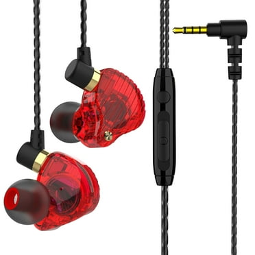 Harlier Wired Earbuds, Noise Isolating 3.5mm Plug in Ear Gaming Earbuds, Sweatproof Earphones for Running/Gym/Workouts with Dynamic Enhanced Bass Sound, Memory Wire Earhooks (Red)