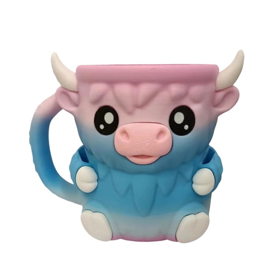 Harlier13 Highland Cow Pint Cup Holder - Ice Cream Pint Sleeves Cover with Spoon & Handle, Designed To Hug Most 473 Ml / 16 Oz Pints for cream Lovers (Highland Cow)