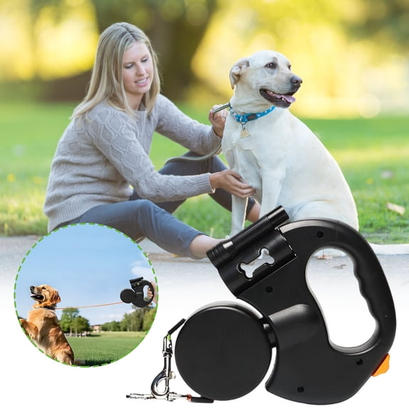 Harlier13 Retractable Double Leash, Tangle-Free Dual Retractable Dog Leash for Two Dogs, with 360° Swivelling Heavy Duty Strap & LED Light, Suitable for Small and Medium-Sized Pets (Black)