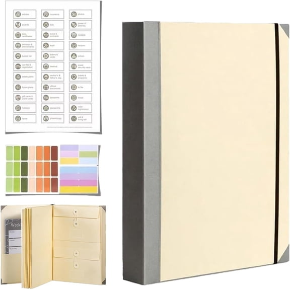 Harlier13 The Life Book Document Organizer, Emergency Information Binder for Important Documents, End of Life Planner Binders with Labels (Beige)