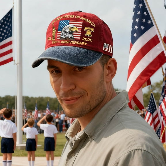 Harlier13 U.S.A. 250th Anniversary Commemorative Hat, Patriotic Adjustable 250 Anniversary USA Hat, Bald Eagle Printed Baseball Cap