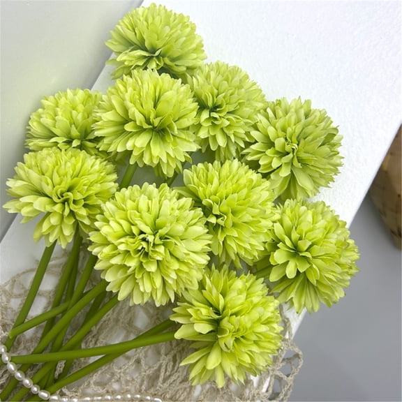 Harlik 10 Pcs Dandelion Artificial Flowers Plants Bouquet Plastic Flower for Home Decoration/Wedding Decor (Light Green)