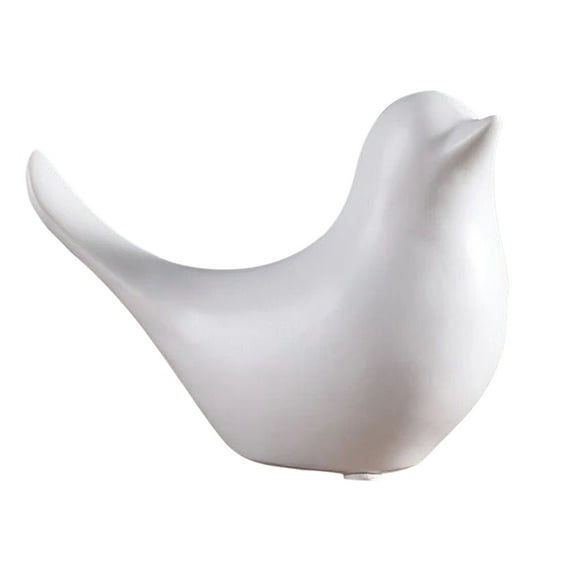 Harlik Black & White Ceramic Bird Statue - Contemporary Home Office Desk Ornament - Statue