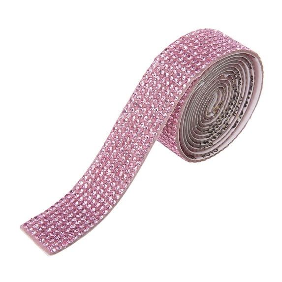 Harlik Pink Rhinestone Adhesive Ribbon - Diy Craft Glitter Trim Pink D, 1X Diy Crystal Sticker