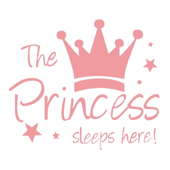 Harlik Princess Crown Wall Decal, Removable Bedroom Décor for Girls (Pink/Gold) - Wall Stickers