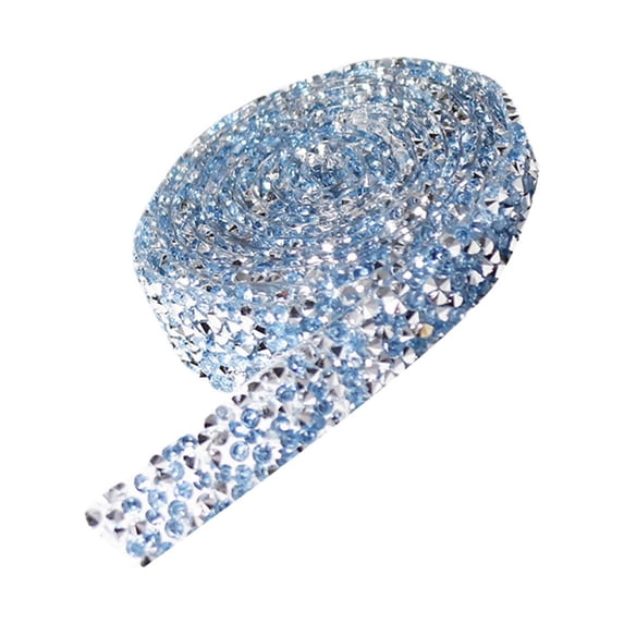 Harlik Self-Adhesive Crystal Rhinestone Ribbon, Diamond Bling Ribbons for Arts Crafts Wedding Birthday Party Diy Event Car Phone Decoration Clearance! Light Blue