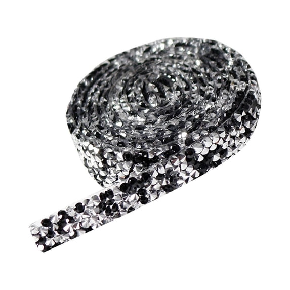 Harlik Self-Adhesive Crystal Rhinestone Ribbon, Diamond Bling Ribbons for Arts Crafts Wedding Birthday Party Diy Event Car Phone Decoration Clearance! Silver1