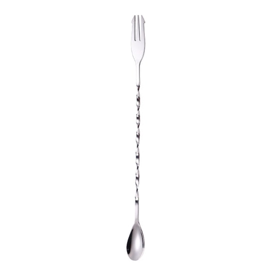 Harlik Stainless Steel Bar Spoon And Mixing Stirrer with Fork Tip, Long Handle Cocktail Tool for Drinks, Coffee, And Kitchen Use, Professional And Elegant Design