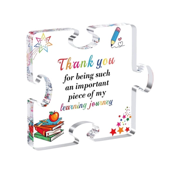 Harlik Teacher Appreciation Gift Engraved Acrylic Block Puzzle with Thank You Message Desk Paperweight for Educators Daycare Instructors Heartwarming Present
