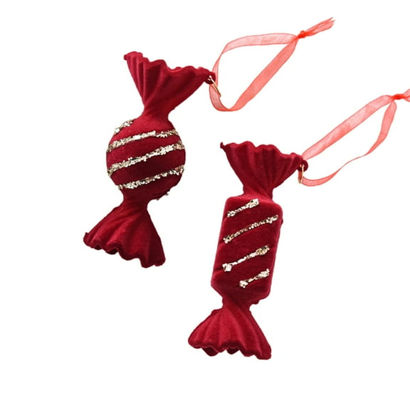 Harliver 2pcs Red Christmas Ornaments, Velvet Reindeer Bell Pendant Christmas Tree Living Room Staircase Decoration Hanging Decoration, Wreath Bows for Christmas Home Decoration