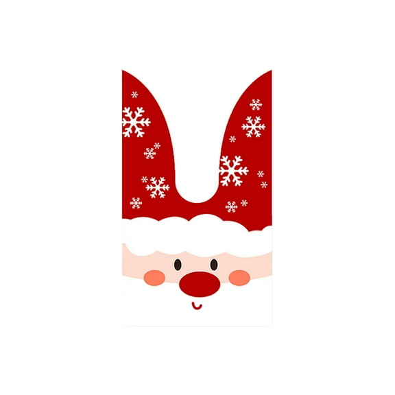Harliver 50PCS Christmas Gift Bags, Christmas Candy Bags, Cute Rabbit Ear Christmas Goodie Bags Cookie Bags for Christmas Party,Baking Packaging Candy Snacks Bag Party Supplies Decoration, White